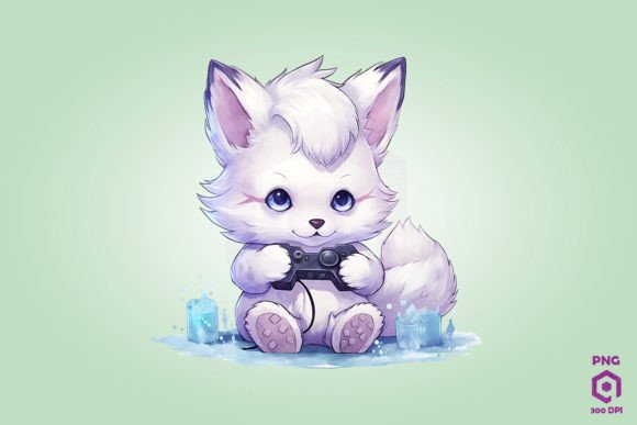 Arctic Fox Playing Video Game: A Fresh Graphic for Modern Branding