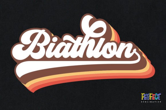 Biathlon Winter Funny Game Retro Groovy: A Vibrant Graphic Design Asset for Playful Branding and Print Templates