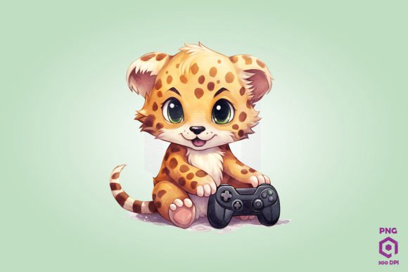 Cheetah Playing Video Game Graphics for Modern Editorial Design