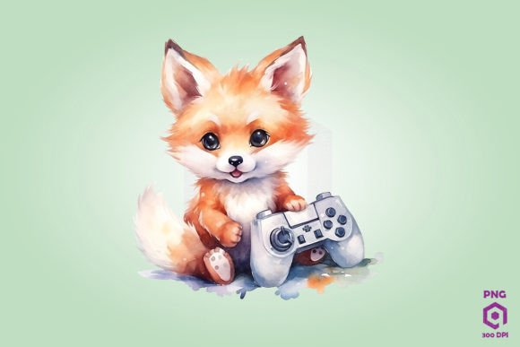 Red Fox Playing Video Game: A Playful Graphic for Branding and Packaging