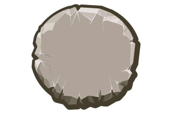 Round Stone Button: Cute Cartoon Game UI Graphic for Crafts & Digital Design