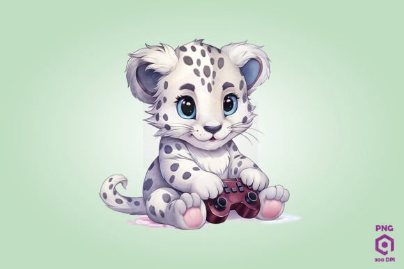 Snow Leopard Playing Video Game: A Playful Graphic for Modern Blog Design