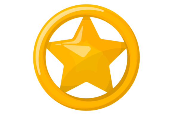 Star Emblem: A Playful Cartoon Game Award Graphic for Creative Projects