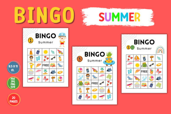 Summer Bingo Game Graphics for Kids: A Designer’s Review for K Projects