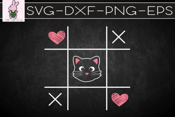 Tic Tac Toe Cat Love Game Graphics for Crafts & Digital Selling
