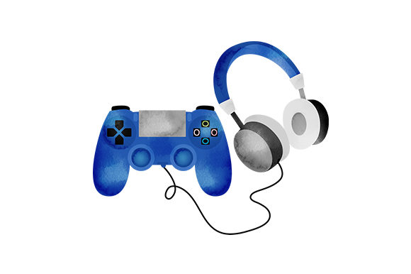 Watercolour Game Controller and Headphones – A Creative Design Asset for Crafts & Hobbies Brands