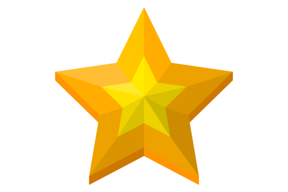 Yellow Star. Five Ray Shape in Game Styl